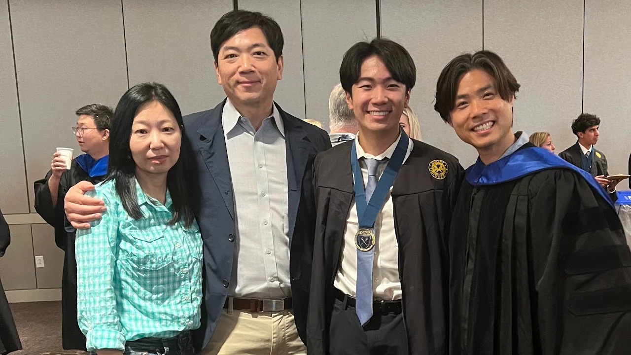 Jacob Choi, Ellie Paek, Peilin Wu, Zinc Zhao, and Jinho Choi celebrating undergraduate honors, April 2024
